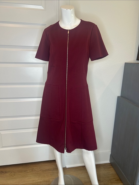 Lafayette 148 New York Dresses & Skirts - Lafayette 148 New York Burgundy Zip-Front Midi Dress